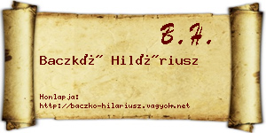 Baczkó Hiláriusz névjegykártya